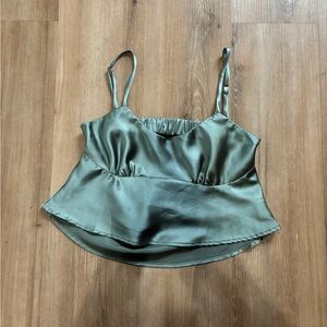 Princess Polly Satin Crop Top in Sage